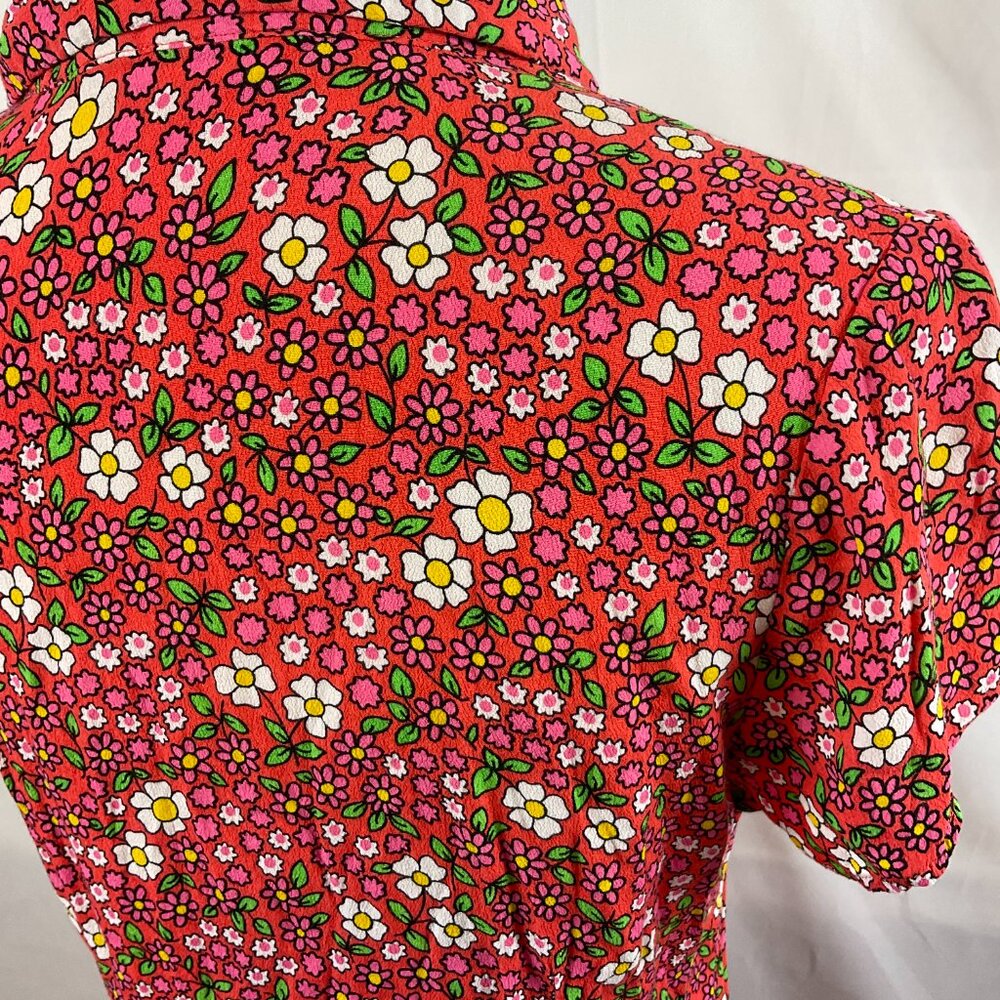 Rolla's Pink Floral Dress - Short Sleeve with Collar Tie Detail - Picture 13 of 14